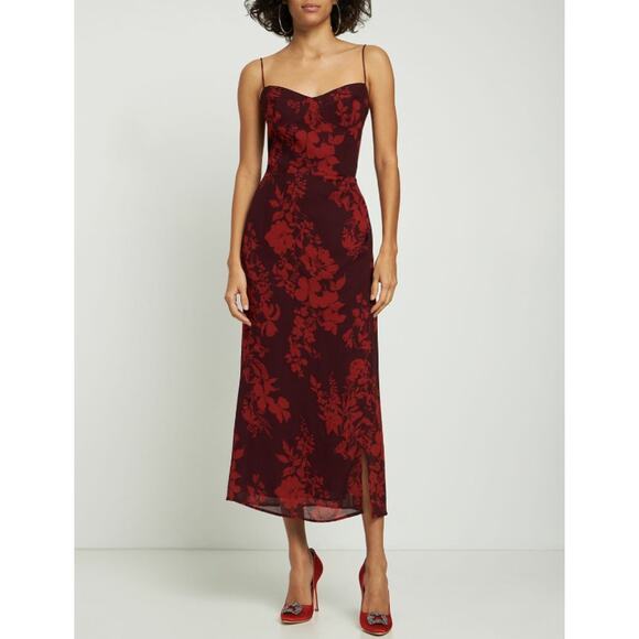 Reformation Kourtney Floral Midi Slip Dress Divina Size 2 - Picture 3 of 11